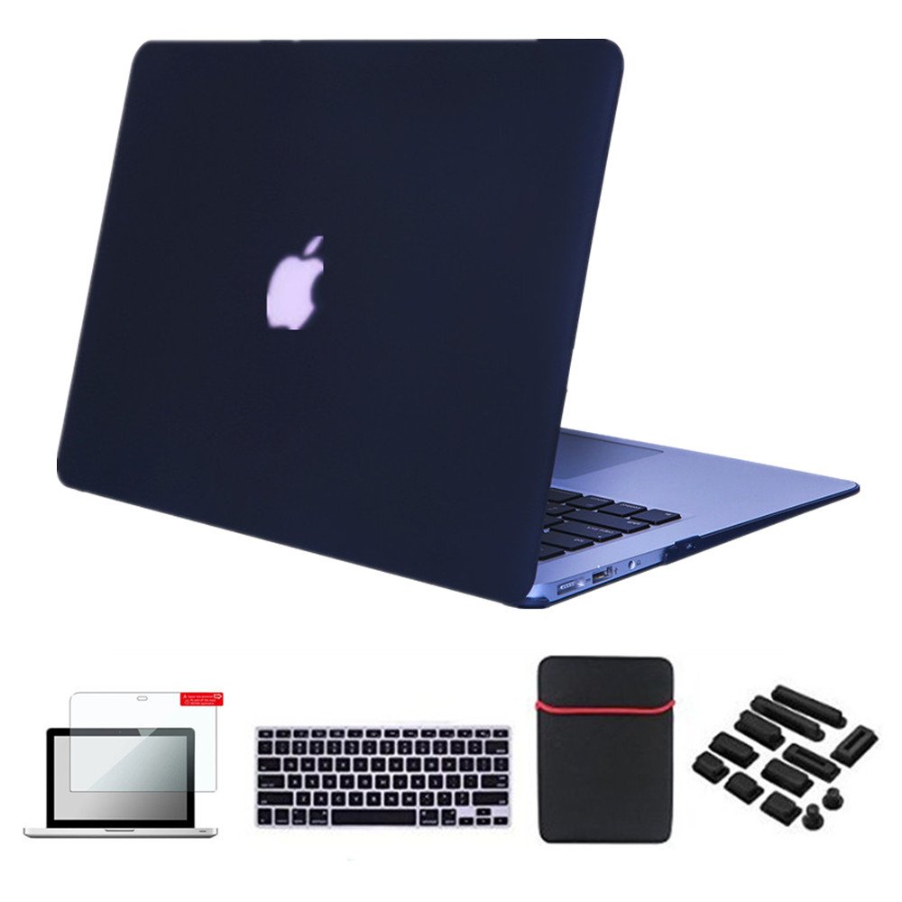 Se7enline Compatible with Macbook Pro 13 Case Cover for 13.3 inches Macbook Pro Model A1278 (not fit for Model A1502/A1425),& Sleeve & Keyboard Protector & Screen Protector & Dust plug,Black