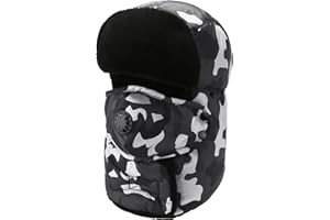 OUTRIP Winter Trapper Hat for Men & Women, Trooper Hunting Russian Fur Hat with Ear Flap & Mask Ushanka Aviator Hat for Cold Weather