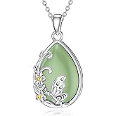 KiiKii Green Jade Necklace for Women Sterling Silver Cat/Sloth/Koala/Hummingbird/Cardinal/Phoenix/Tree of Life/Butterfly/Owl/Axolotl Pendant Natural Jade Jewelry Christmas Gifts for Wife Mom