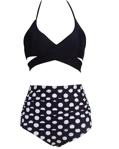 Eomenie Damen Bikini Sets Zweiteilige Bikini Bauchweg Badeanzug Damen Blau Bademode