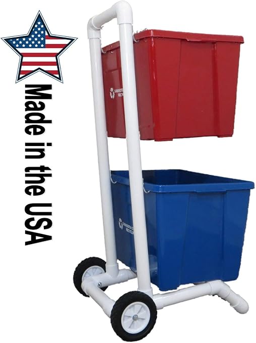 Recycling Cart 2 Wheels 11/2” PVC Heavy Duty Easy