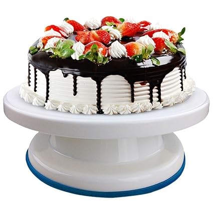 one-stop-shop Plastic Round Rotating Revolving Cake Turntable Decorating Stand Platform (Multicolour)