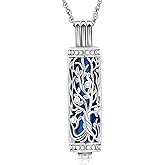 shajwo Cylinder Cremation Jewelry Tree of Life Urn Ashes Necklace for Women Men Vial Cremation Ash Pendant Loved One Memorial Jewelry