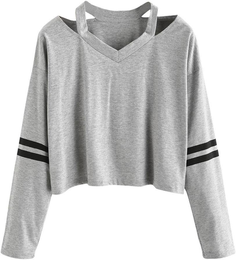 T Shirt for Women, TUDUZ Womens Spring Summer Long Sleeve Short Sweatshirt V Neck Causal Tops Blouse