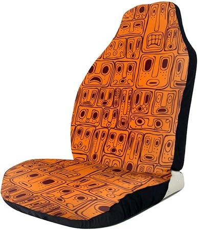 Amazon 車用シートカバー 幾何学模様 部族マスクの描画 ベクトルイラスト 手作り おしゃれ かわいい マルチカラー 軽自動車 普通車 フロント座席適用 シートカバー 車 バイク