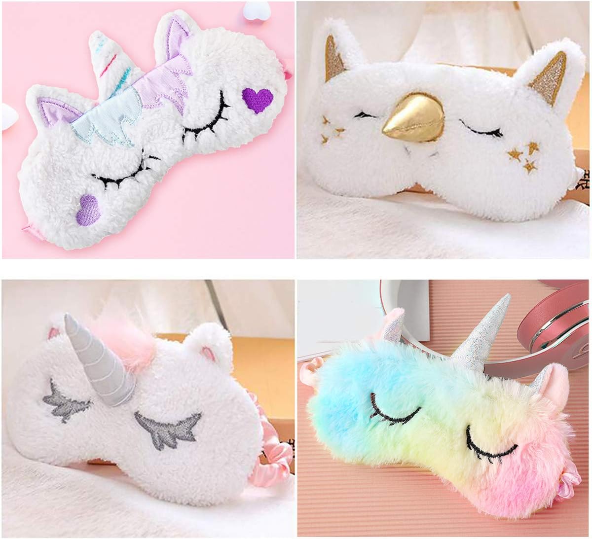 Kids Sleep Mask,Aniwon 4 Pack Cute Eye Mask for Sleeping Unicorn Sleep Mask Night Blindfold Bed Eye Covers Sleep Mask for Women Girls Kids Favor: Health & Personal Care