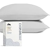 Mayfair Linen 100% Organic Cotton King Size Pillow Cases Set of 2 - Ultra Soft Hotel Quality King Pillow Covers, Authentic GOTS Certified, Crisp, Cooling Percale Weave Cotton Pillowcases - Light Grey