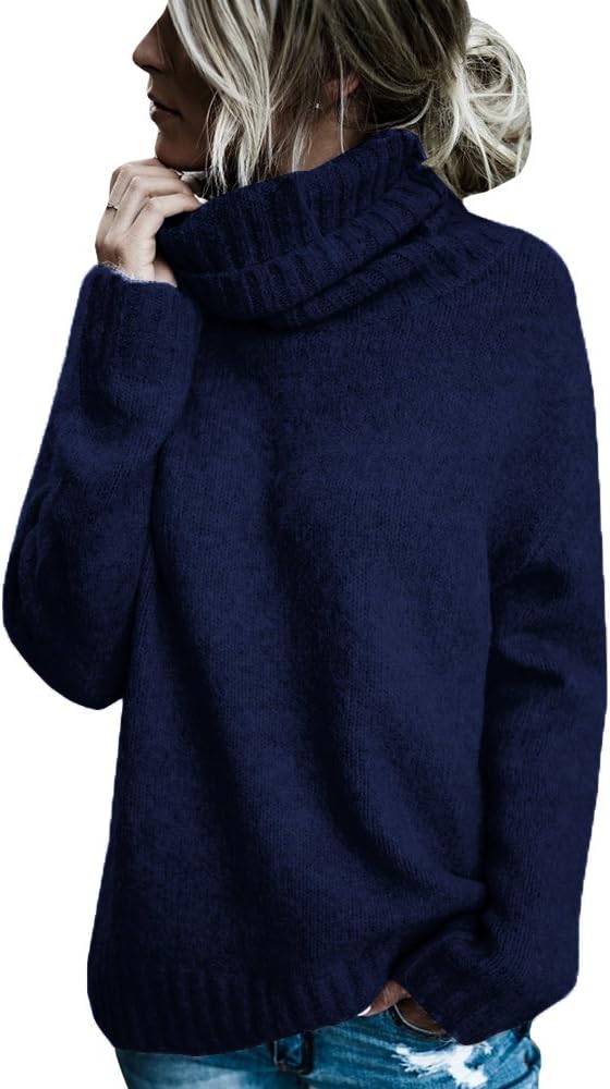 Beautife Womens Sweaters Casual Turtleneck Long Sleeve Soft Knitted Sweater Pullover