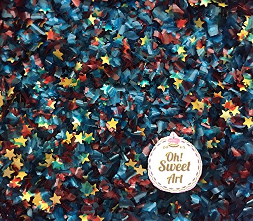 EDIBLE GLITTER - STARS Wonder Woman ( Blue - Red) Color, 1/4 oz. for cakes, stars, for cupcakes, for cookies By Oh! Sweet Art