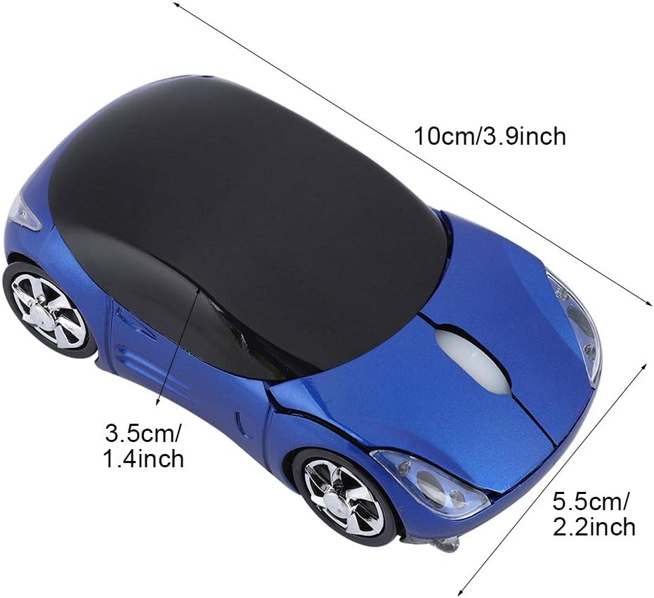 4 Color 2.4G Wireless Mouse, Bluetooth Optical Car-shape Mouse 1600DPI for Mac/ME/PC/Tablet Gaming Office(Blue) - Image 5