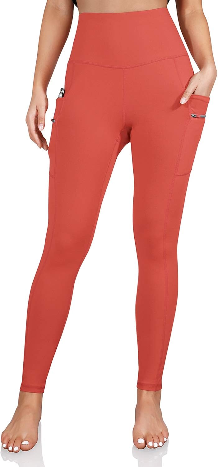 ODODOS Women's High Waisted Full-Length Dual Pockets Workout Leggings, Yoga Running Gym Athletic Leggings: Clothing