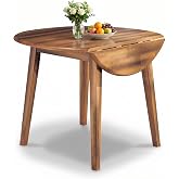 Signature Design by Ashley Dining Drop Leaf Table, 42-Inch Round, Brown | Dual 8-inch drop leaves transition from 26 to 42 inches, Space saving dining table seating up to 4, Berringer Series