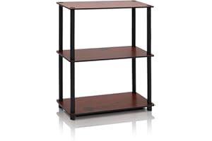 Furinno Turn-N-Tube 3-Tier Compact Multipurpose Shelf Display Rack, Dark Cherry