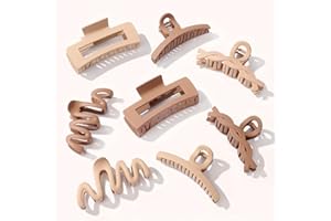 AUROTRENDS Matte Non-Slip Large Hair Clips for Women 8PCS (4 Beige+4 Khaki), Durable Claw Clips for Women/Girls | Gift-Ready Neutral Hair Accessories for Daily & Special Occasions