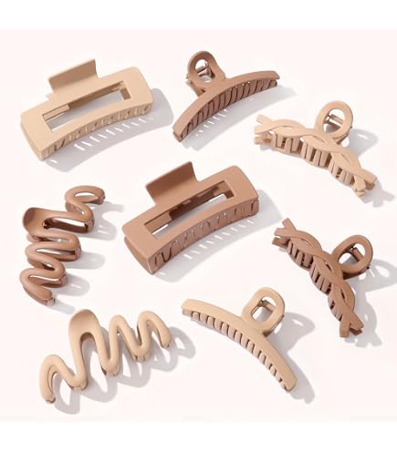 New neutral matte hair clips set of 4 4 PCS Flat Hair Clips, Large Flat Claw Clips for Women Girls  main image 3