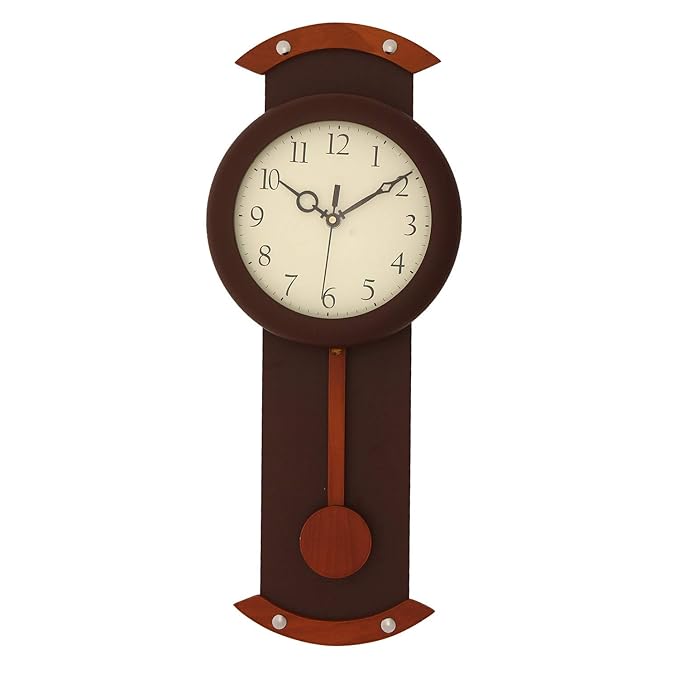 Buy Trency Brown Wooden Designer Vertical Analog Wall Clock with