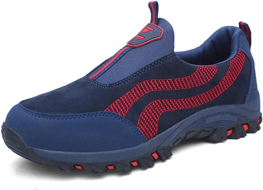 Hiking Trainers Slip on Fitness Gym for Mens Climbing Running Loafer Breathable Casual Suede Driving Low Shoes Black Blue Grey 39-44