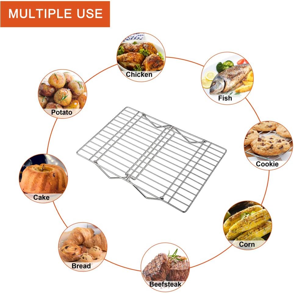 Cooling Rack, P&P CHEF 5-Tier Stainless Steel Stackable Baking Cooking Racks for Cooling Roasting Grilling, Collapsible & Heavy Duty, Oven & Dishwasher Safe - 15’’x10’’: Kitchen & Dining