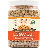 Pride Of India - Indian Whole White Garbanzo Beans 10mm - Protein &amp; Fiber Rich Kabuli Chana, 1.5 Pound Jar