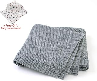 Odot Strickdecke Babydecke Kuscheldecke,Kinderwagen im Freien Kinderdecke Krabbeldecke Perfekt für Mädchen und Jungen Babys Geschenkverpackungen Hergestellt (100 * 80 cm,Grau)