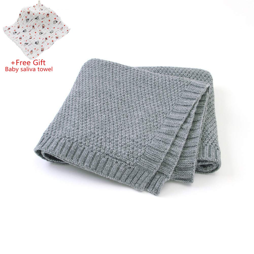 Odot Strickdecke Babydecke Kuscheldecke,Kinderwagen im Freien Kinderdecke Krabbeldecke Perfekt für Mädchen und Jungen Babys Geschenkverpackungen Hergestellt (100 * 80 cm,Grau)