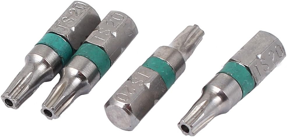 Sourcingmap 25mm x 6.3mm TS20 Magnetic Torx Security Screwdriver Bit 4 Pcs, Variety pack