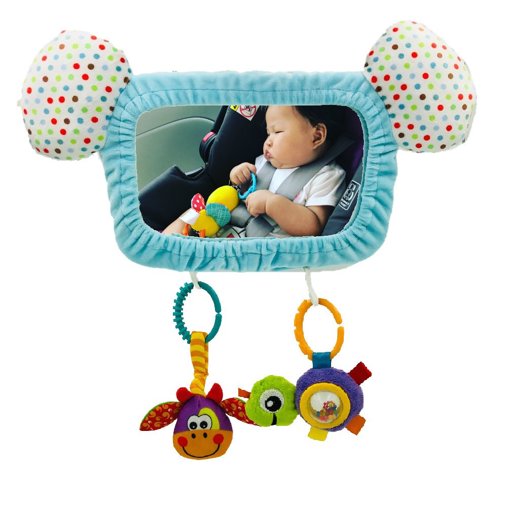 Baby Car seat mirror with a free mirror cover two toys