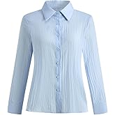 winkbay Women's Button Down Collared Shirts Dressy Casual Long Sleeve Work Blouse
