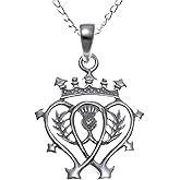 Alexander Castle 925 Sterling Silver Scottish Luckenbooth & Thistle Necklace - 20mm x 20mm Pendant with 18" Silver Chain & Jewelry Gift Box - Scottish Gifts for Women
