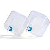 ASEVAT 2 Pcs 5.3Gallons Water Storage Cube, BPA-Free Collapsible Water Container with Spigot, Leak-Proof Food-Safe Portable Water Jug for Camping, Hiking, Backpacking & Emergency Survival Kits