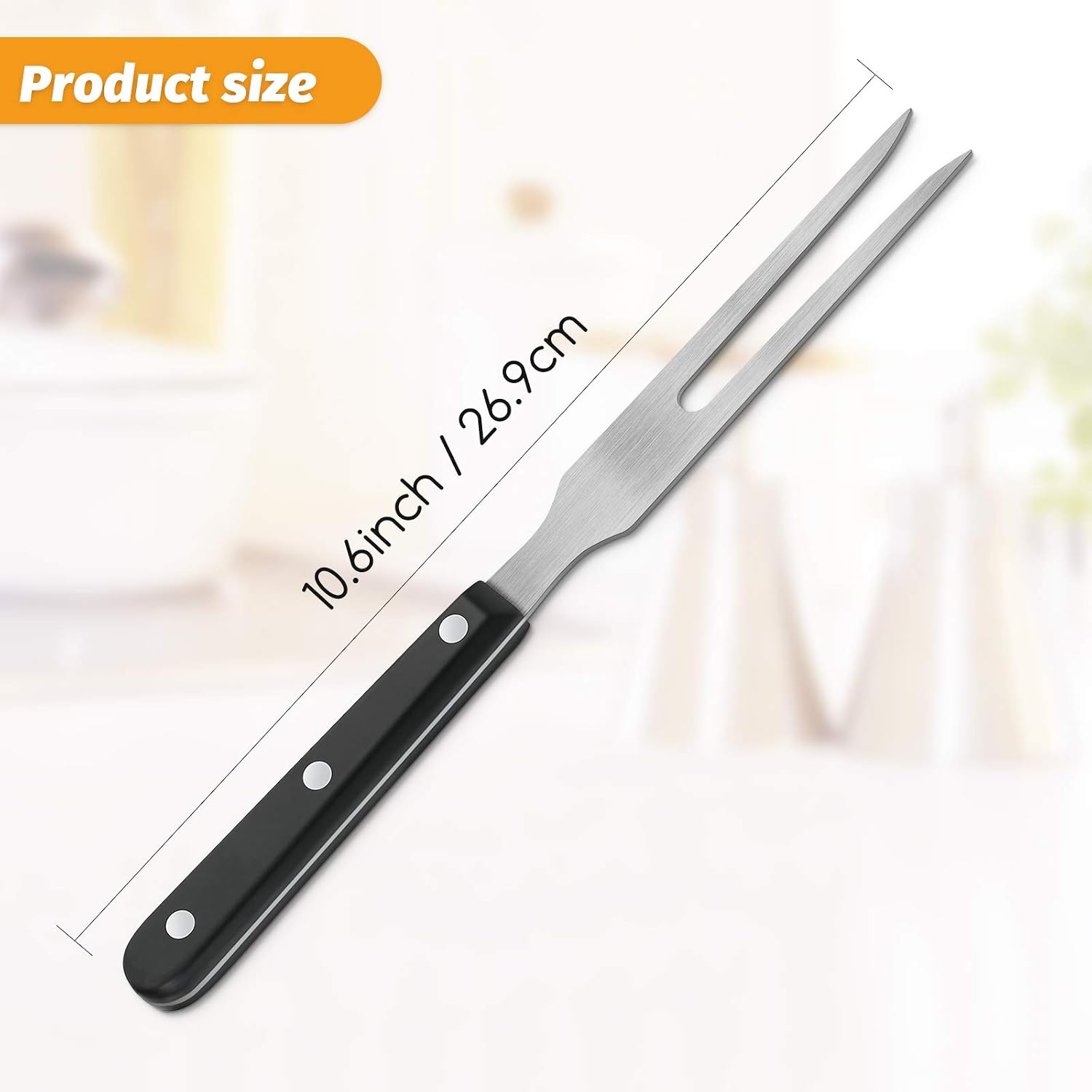 Patelai 2 Pieces Carving Meat Fork 10.6 Inch Long Kitchen Tableware Stainless Steel Serving Fork with Plastic Handle for Barbecue Turkey Dinner Cooking - Image 4