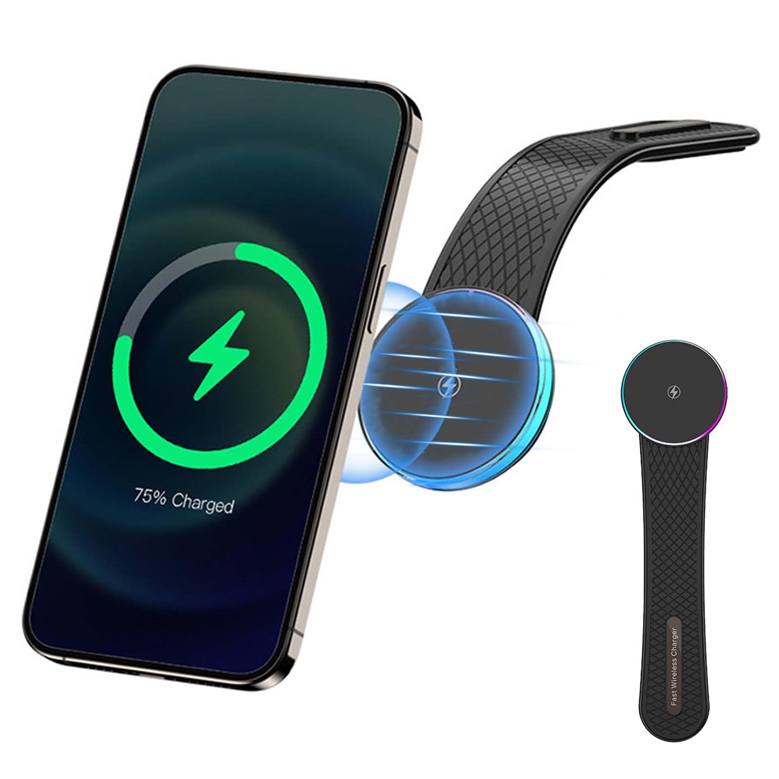 AriKroii for Magsafe Car Mount Charger,Magnetic Wireless Car Charger Compatible with MagSafe,Bendable Memory Titanium Alloy,For Mag safedock car holder for iPhone 15/14/13/12