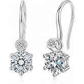 1 Carat Each Moissanite Drop Earrings For Women, 925 Sterling Silver Hook Earrings With D Color VVS1 Clarity Moissanite, With GRA Certificate