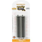Bachmann Trains 5" Straight Track 6Pk NS Rail with Grey Roadbed N Scale | Snap-Fit E-Z Track, 5&rdquo; Straight Track (6/card), Nickel Silver Rail With Gray Roadbed, 44811