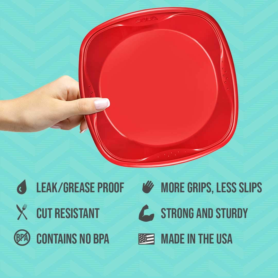 SOLO Cup Company Plastic Plates, Red Party 10in 30 CT Plates, (Pack of 4, 120 Count Total)