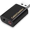 USB Audio Adapter with 3.5mm Jack, CableCreation USB External Stereo Sound Card with 3.5mm Earphone and Microphone for PS4, PS5, Windows, Mac, Linux, Plug and Play, Black