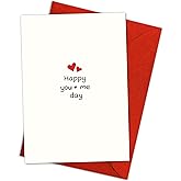 Valentine’s Day Card – Cute Romantic Card for Partner, Lover, or Spouse – Happy You + Me Day – Perfect for Couples, Anniversary, Love Messages – Blank Inside, Red Envelope Included – 8x5.3 Inch