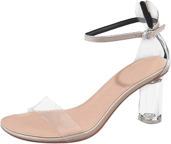 Classics Fashion Clear Heels Women Sandals PVC Casual Buckle Strap Summer Sandals Ankle Strap 