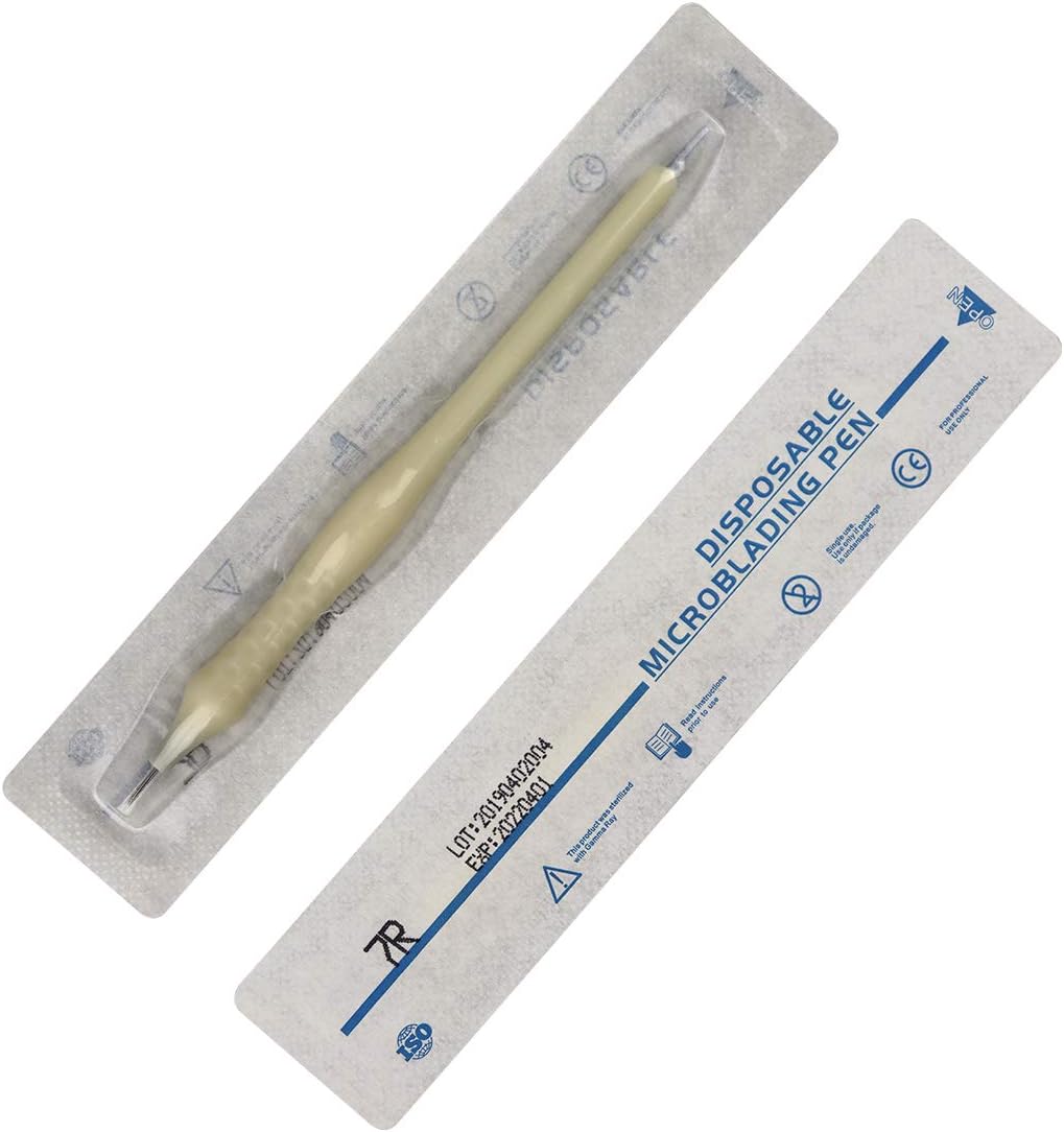 10pcs Bone color Disposable Microblading Pen 7RL Shader Microblade disposable blister package (7R)