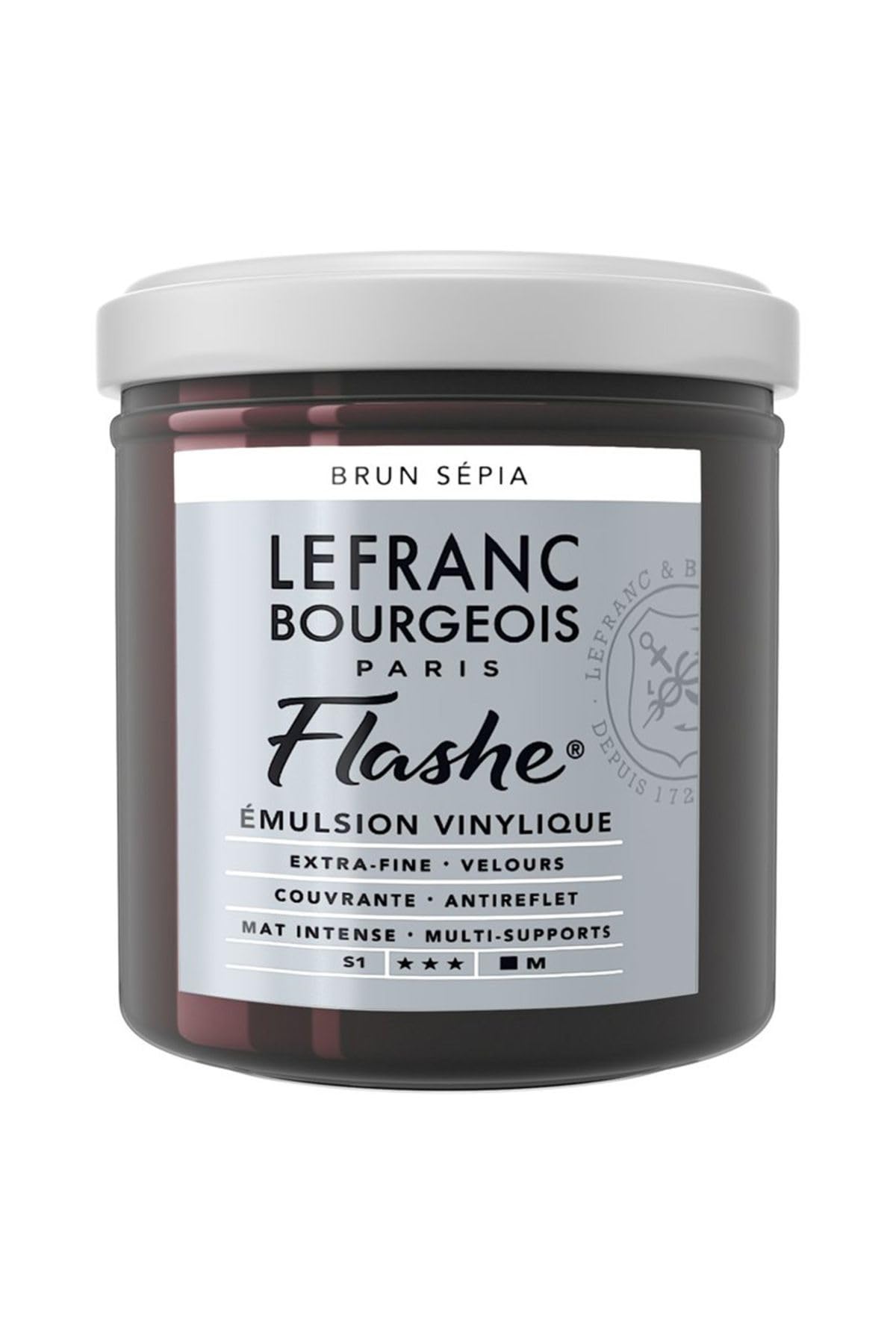 Lefranc Bourgeois Acrylic Vinyl Emulsion, Sepia Brown, 125ml Tube-Vinylfarbe — image 1