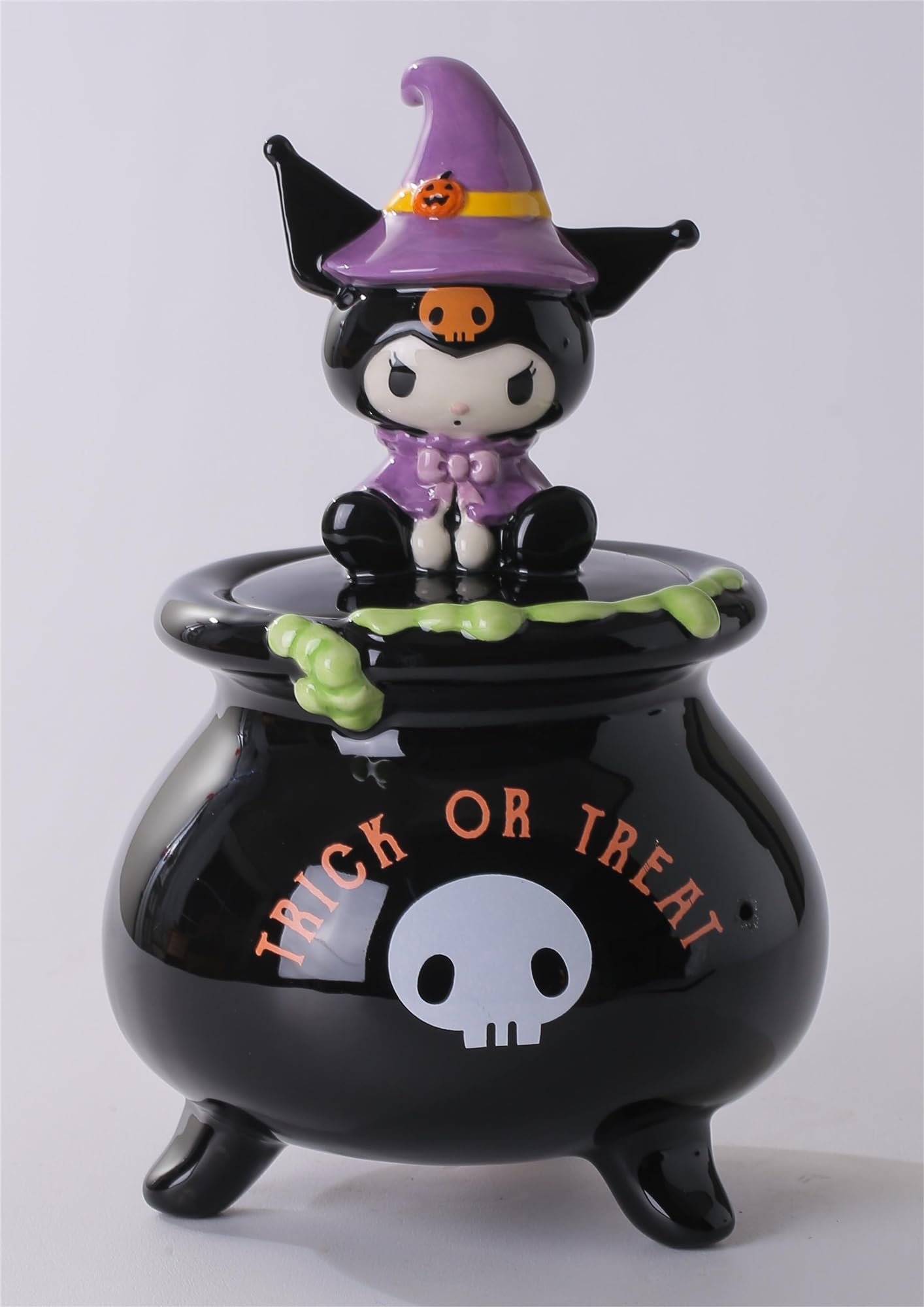 Photo 1 of Blue Sky Clayworks Hello Kitty Friend Kuromi Powerful Witch Lidded Candy Bowl, Sanrio, Halloween Home Decorative Accessories, 8.25-inch Height, Ceramic