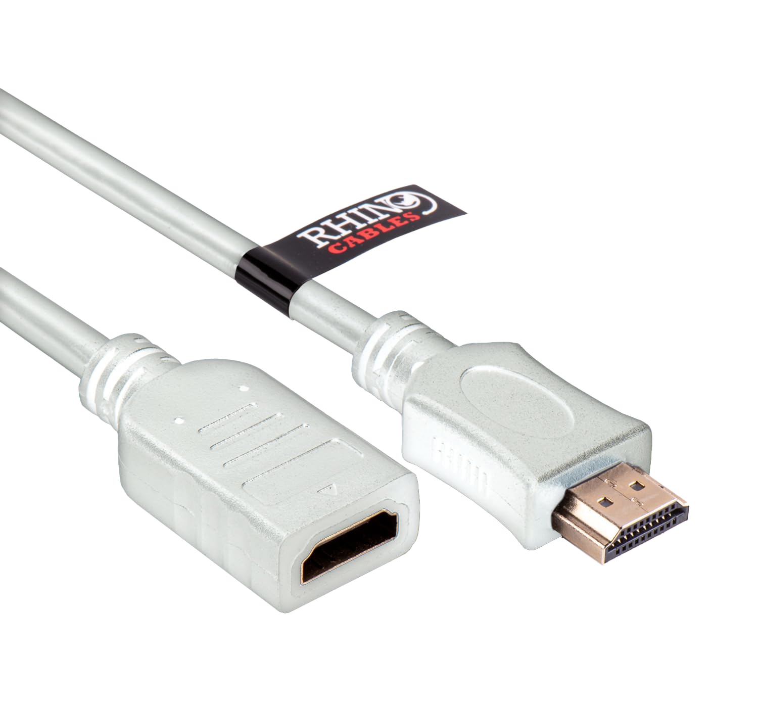 rhinocables HDMI High-Speed Extender – Male to Female Cable for TV, PC, Soundbar & Fire Stick Connectivity | Gold-Plated Connectors | 4K@60Hz, ARC, Ethernet & Full HD Compatible (White, 3m)