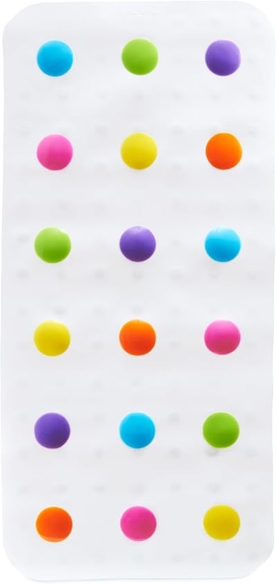 Munchkin Dandy Dots Non Slip Bath Mat 77x36cm Colourful Anti Slip Suction Cups