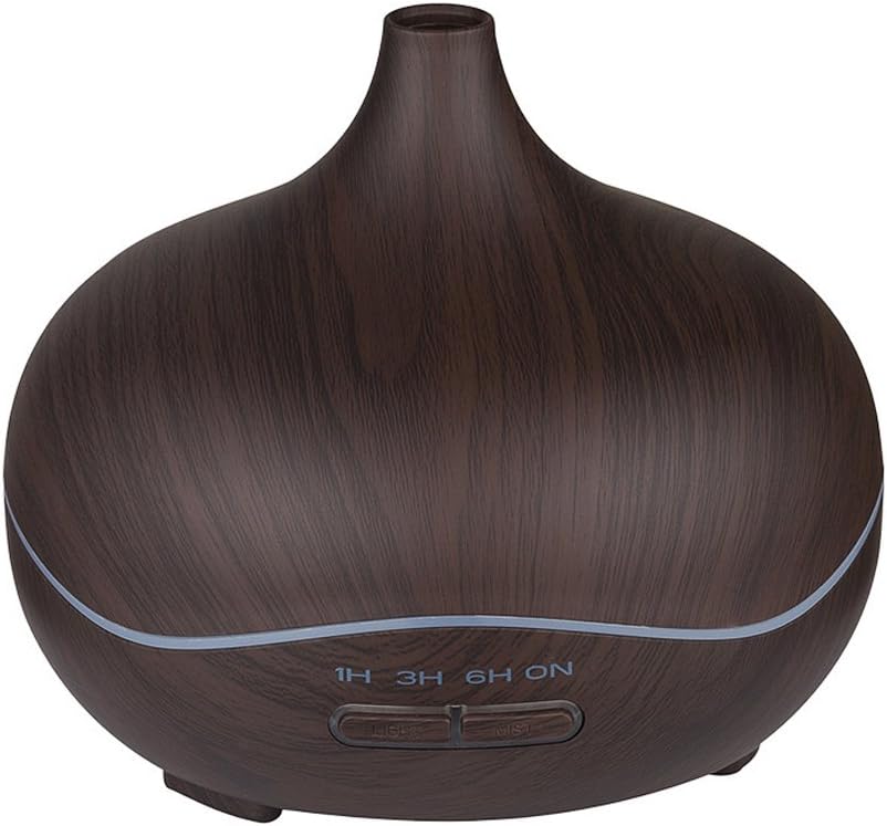 Hallowon Aromatherapy Essential Oil Diffuser, 300ml Wood Grain Ultrasonic Cool Mist Whisper Quiet Humidifier with Color LED Lights Changing 3 Timer Settings, Waterless Auto Shut-Off for Spa Yoga Baby