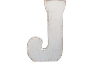 ABELOTS Large Distressed White Wash Alphabet Wall Decor Monogram Letter (J)