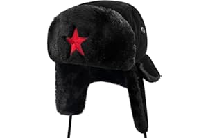 JJTKZYH Warm Faux Fur Hat Ear Flaps Hats Russian Ushanka Hat with Red Star