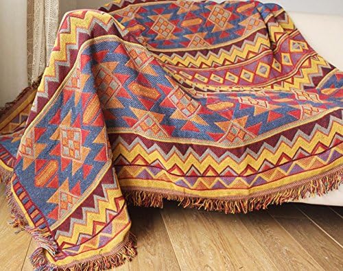 MATAJU Kilim Carpet for Sofa Living Room Bedroom Rug Yarn Sofa Kilim Blanket Turkish Ethnic Pattern Bedspread Tapestry (230x250cm)