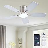 Ayaoty 42 Inch Low Profile Ceiling Fans with Lights and Remote, Flush Mount Modern Ceiling Fan, 3CCT Dimmable DC Ceiling Fan 