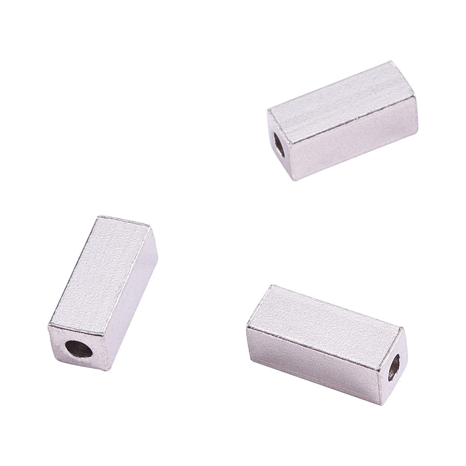 Airssory 100 Pcs 10mm 304 Stainless Steel Beads Long Cuboid Square Tube Loose Spacer Beads for Jewelry Making and Craftings - 10x4mm