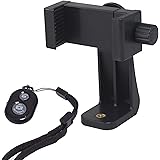 Ruittos Phone Tripod Mount Adapter with Smartphone Remote Controller, Phone Holder Clip Compatible with iPhone and Other Cell